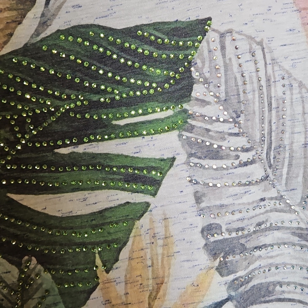 Sag Harbor Tropical Leaf Print Short Sleeve Tee - Picture 6 of 6